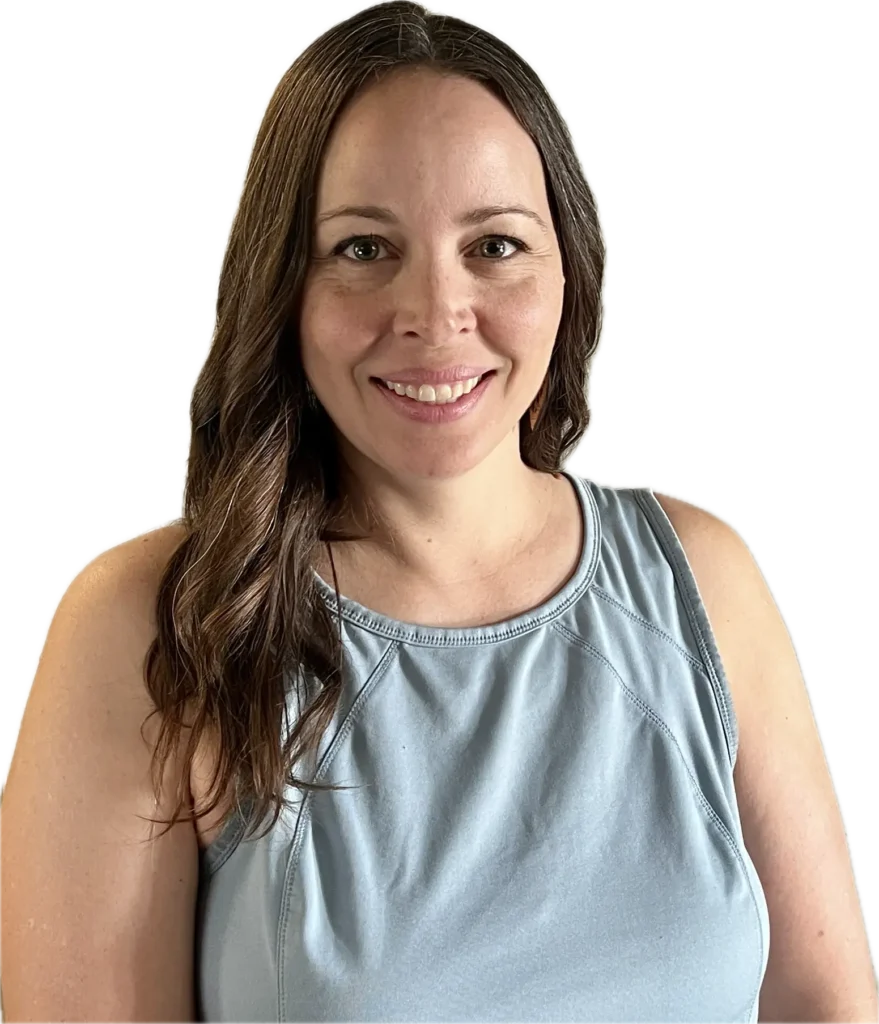 Headshot of Christina wearing a blue yoga top